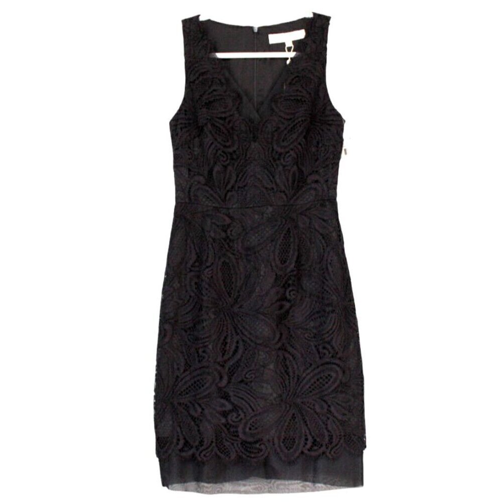 NWT Trina Turk Dress Size 2 Black Lace Mesh Cocktail Wedding Formal Silk $348